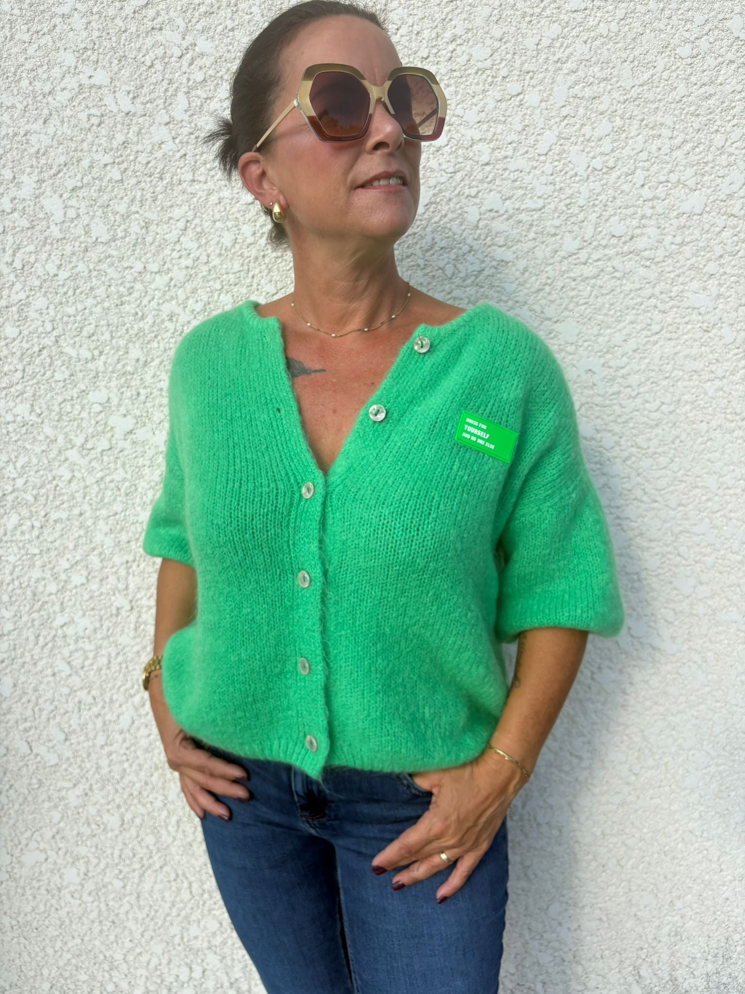 Pull manche courte vert