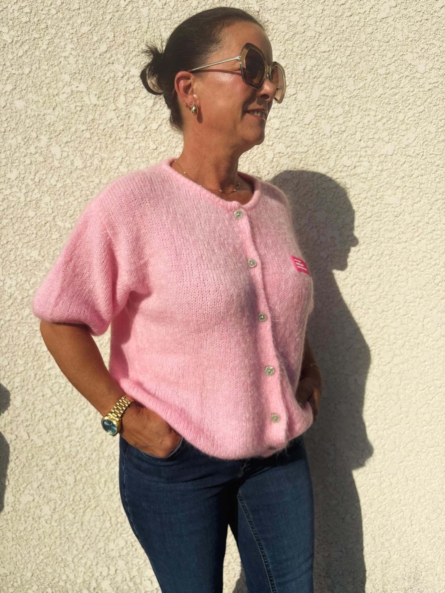Pull manche courte rose