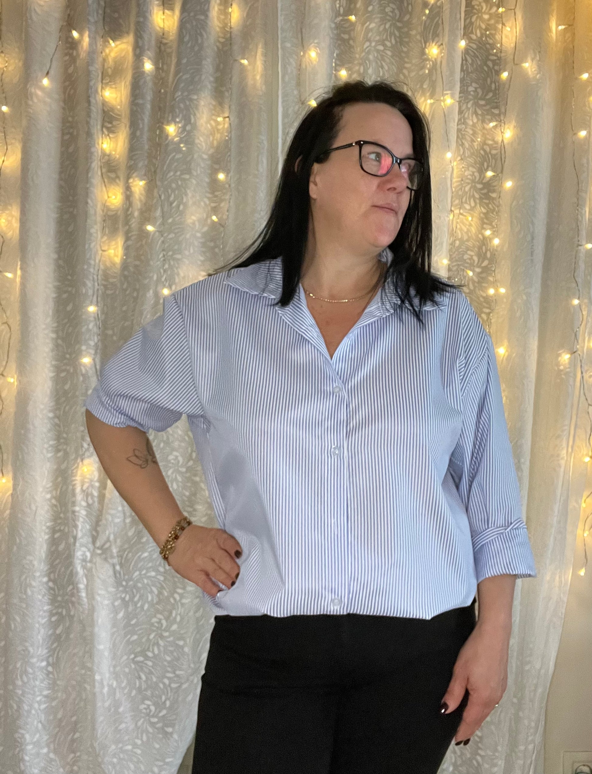 Chemise Oversize À Rayures Avec Motif Bohème En Léopard Au Dos