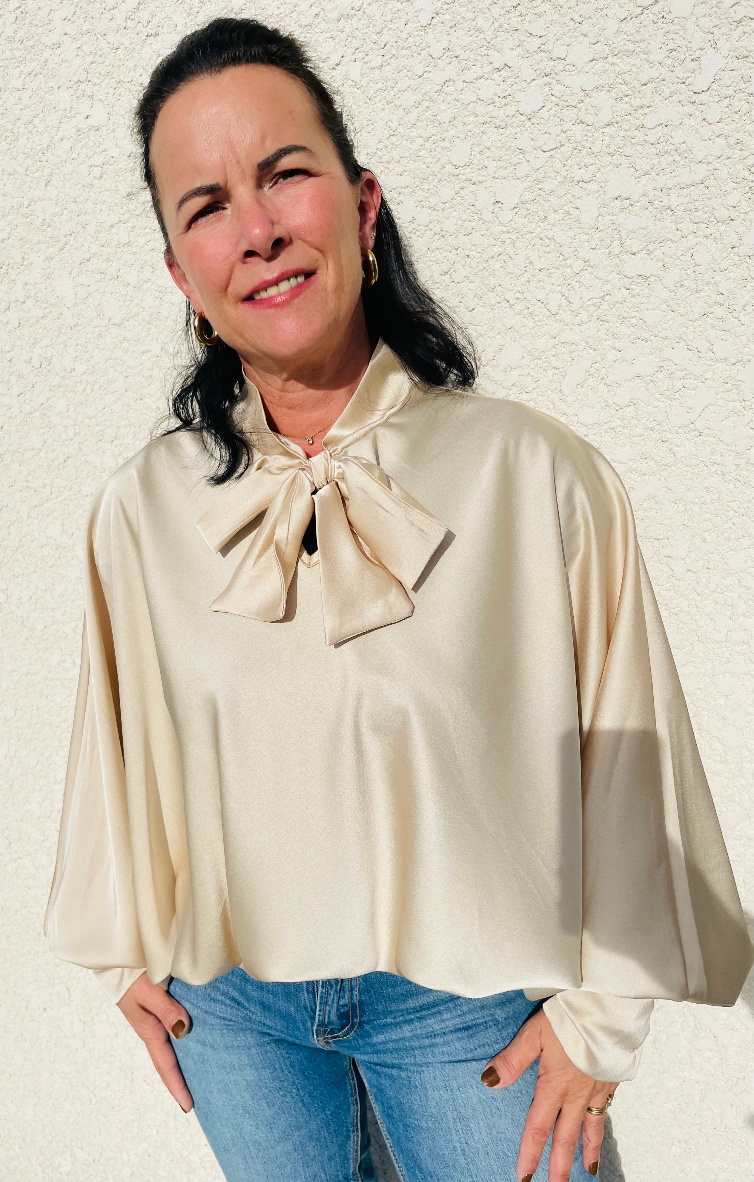 Blouse Satin Col Lavallière