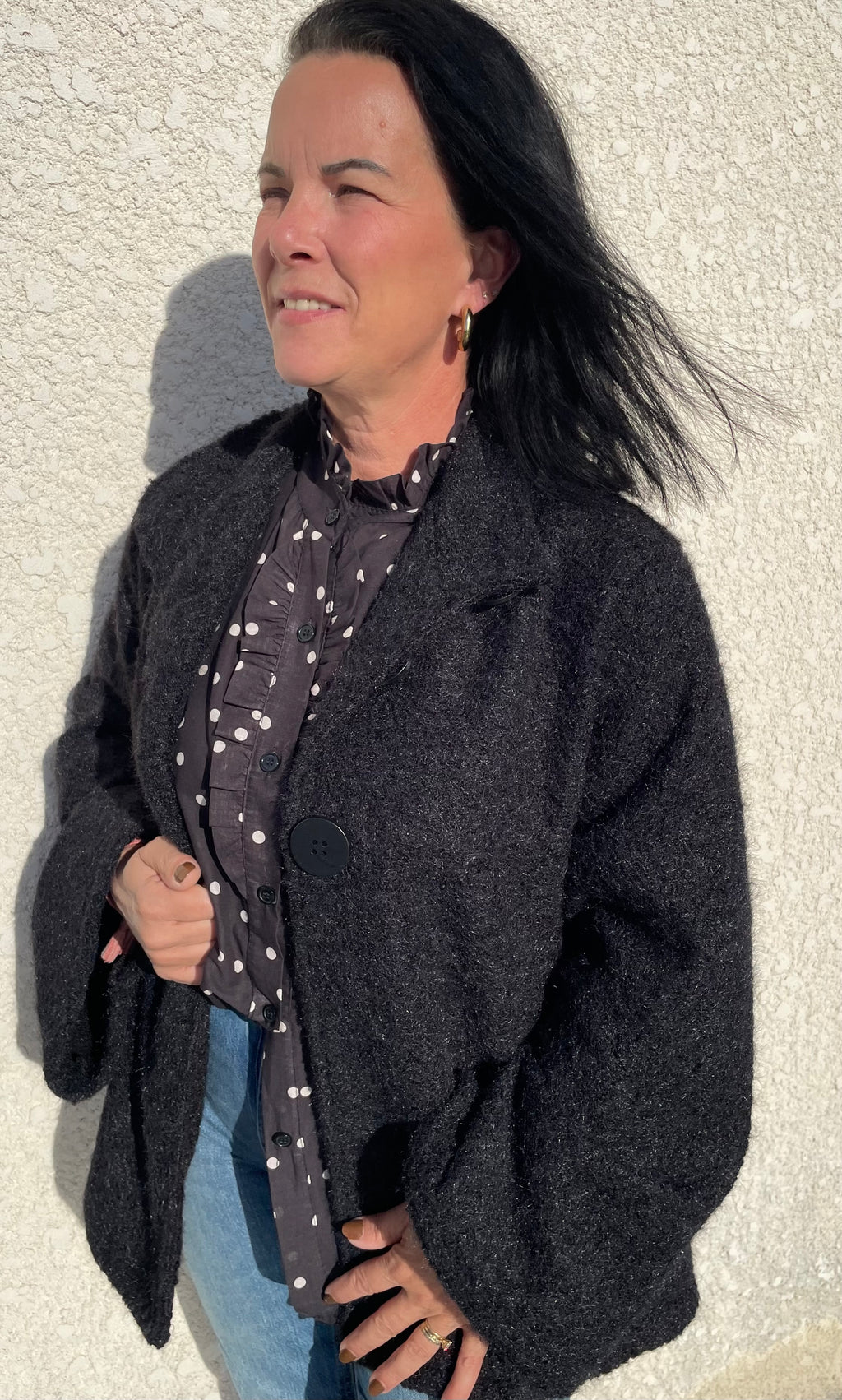 Chemisier à pois col montant