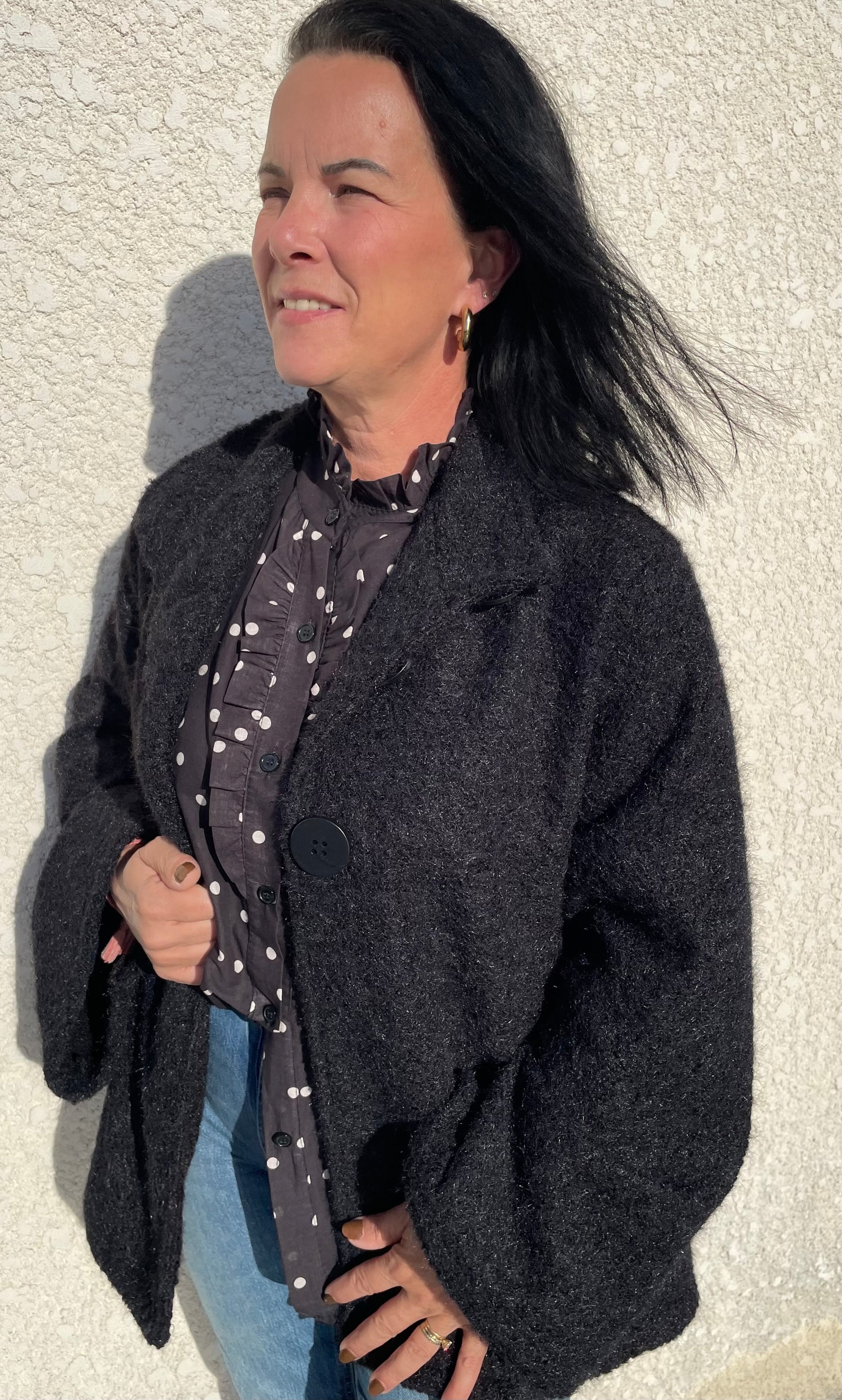 Chemisier à pois col montant