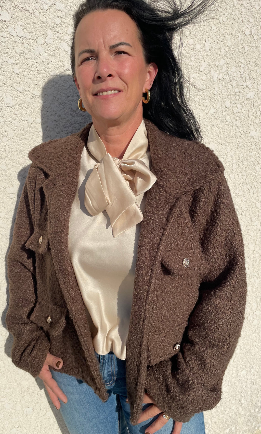 Veste bouclé boutons dorés