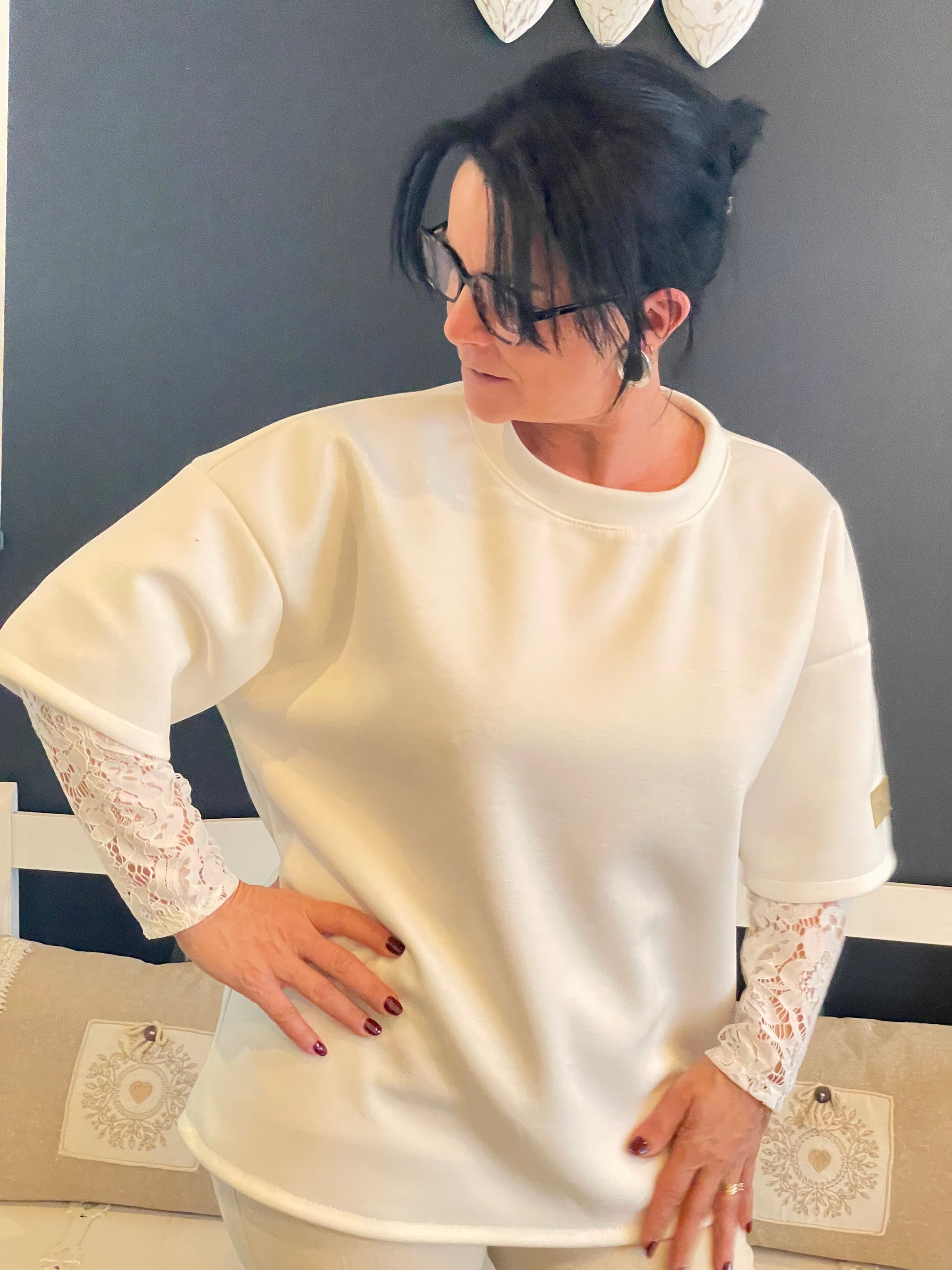 Top manches dentelles