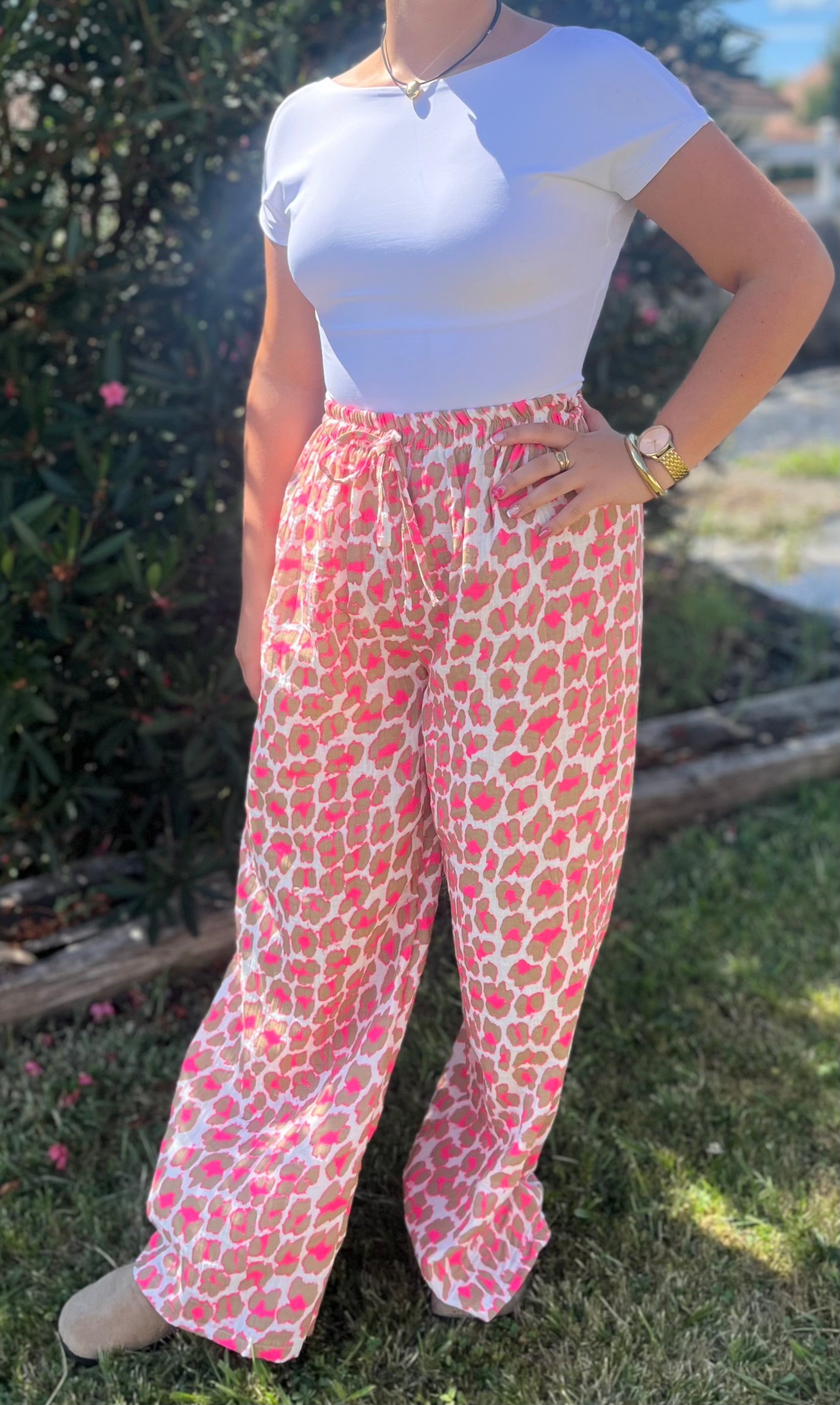 Pantalon gaz de coton taupe
