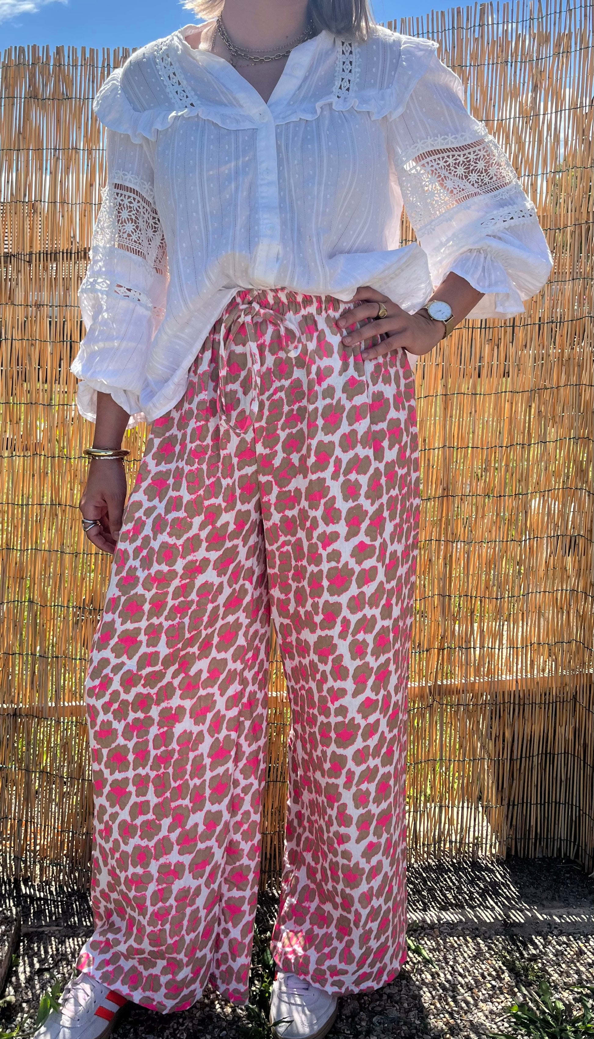 Pantalon gaz de coton taupe