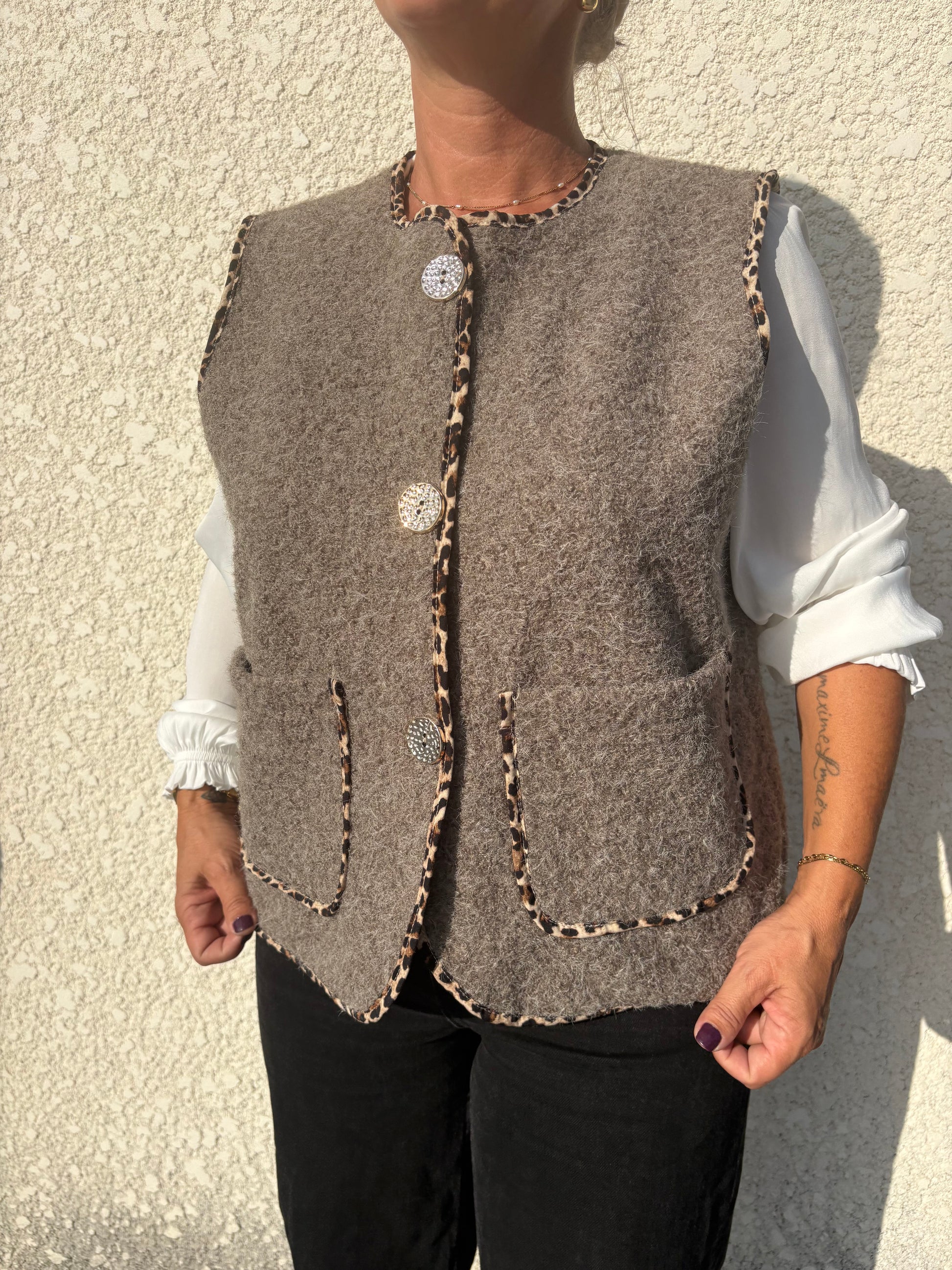 Gilet sans manche taupe zoé