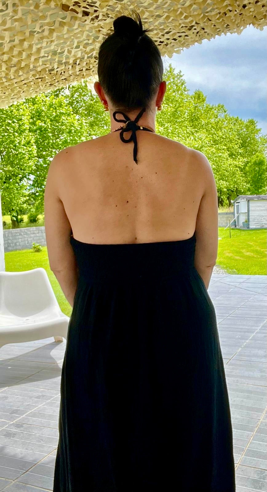 Robe longue détails dentelle